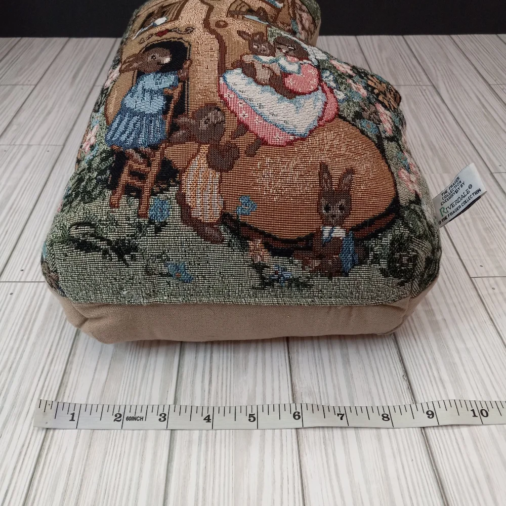 Vintage Riverdale Bunny Rabbit Tapestry Canvas Pillow